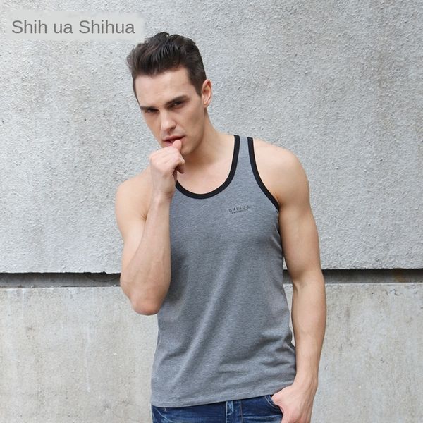 

tnyew new summer skin-friendly breathable sports round neck bodybuilding large new men' summer skin-friendly breathable vest sports ro, White;black