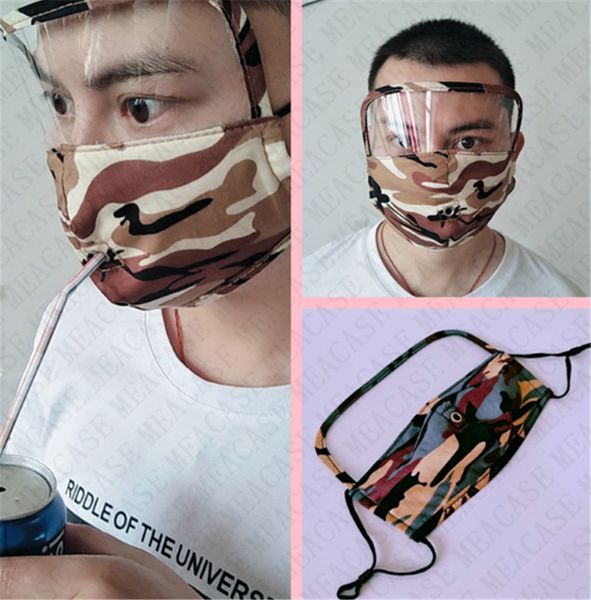 

2 in1 camouflage face mask full face protective masks straw opening zipper face shield 2 styles adjustable cycling mask easy to drink d72306