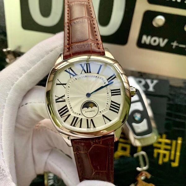 

3a luxury men's automatic sports watch, driving series.sun, moon and stars, dial diameter 42 cm, 11 cm thick, diamond mechanical automa, Slivery;brown