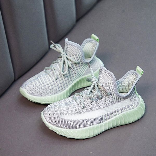 

parent-child flying woven hollow-out student sports non-slip wear-resistant breathable children's children's shoes mesh shoes summ, Black