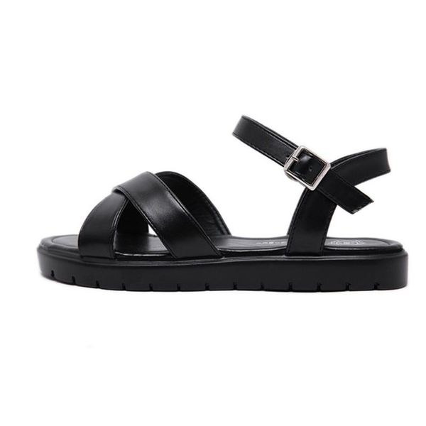 

sagace women sandals summer comfortable lightweight cross strap non-slip shoes solid color simple and popular sandals, Black
