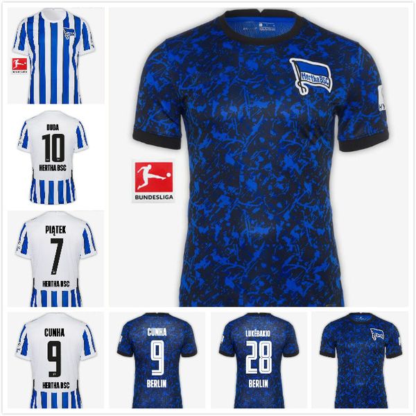 

7 piatek 20 21 hertha bsc soccer jerseys duda lowen kalou kopke mittelstadt torunarigha custom 2020 2021 hertha berlin home football shirt, Black;yellow
