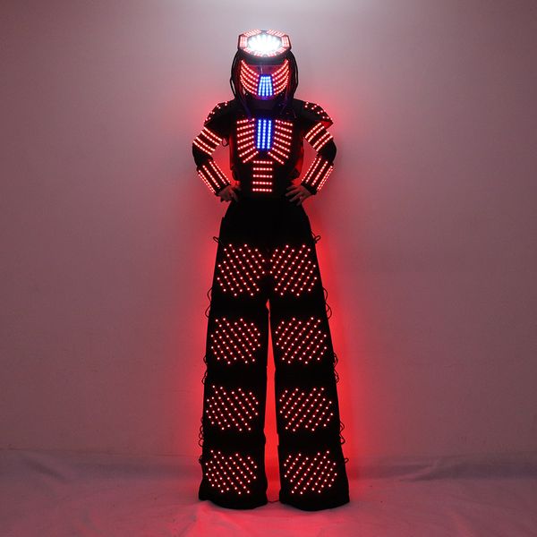 

stilts walker led robot costumes led light robot suit for party performance electronic music festival dj laser clothing show, Black;red