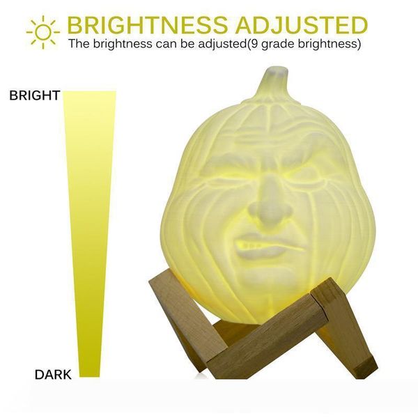 

usb led magical 3d printed table night light face shape pumpkin light rgb desk lamp with remote control halloween holiday decoration gift