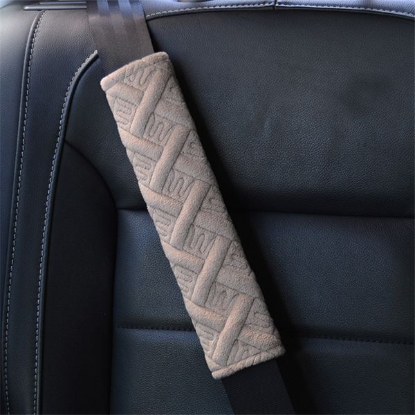 

mix] 30pairs 26*6cm plush lattice car seat belt cover embroidered m shoulder pads padding safety belt auto interior decoration