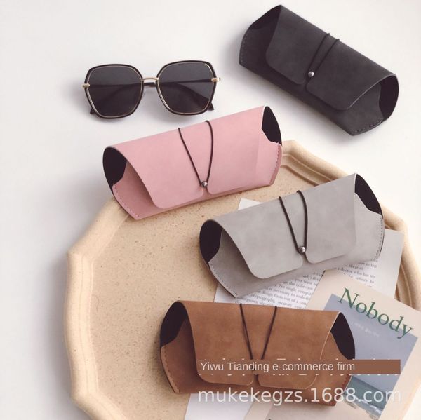 

new suede case case rubber band buckle children's glasses box all-match fashionable glasses bag, Blue