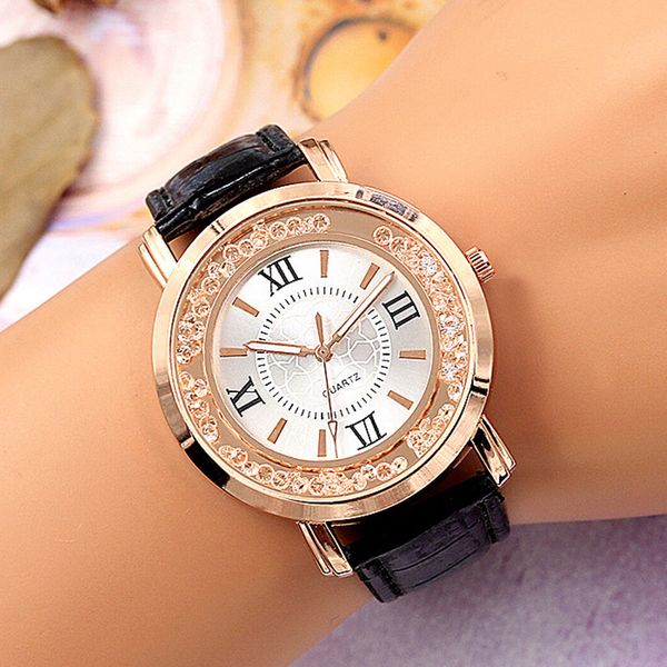 

orologio donna quicksand rhinestone ladies watch fashion leather strap women watch ladies quartz watch relojes para mujer, Slivery;brown