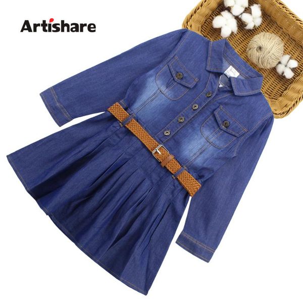 

dresses for girls long sleeve denim dress girls spring autumn dress kids teenage kids clothes summer 2020, Red;yellow
