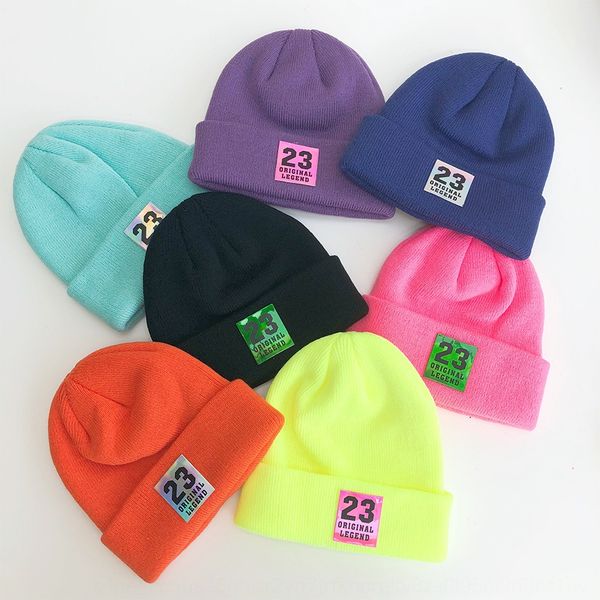 

ins korean candy color leather melon wool hat children's all-match letter melon leather hat, Yellow