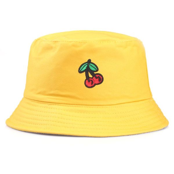 

cotton bucket hat cute cherry fruit embroidery wide brim fisherman cap 83xf, Blue;gray