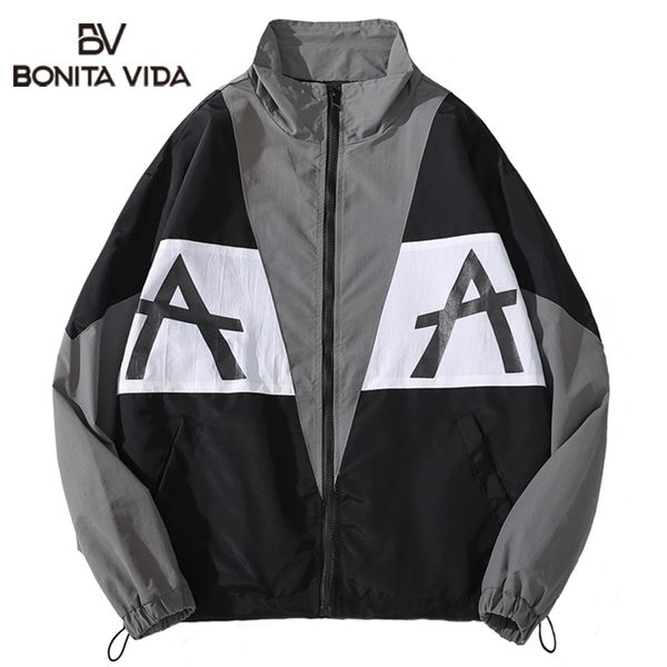 

хип-хоп куртка ветровка мужчина streetwear япония стиль harajuku track jacket ретро цвет блок вскользь лоскутное пальто, Black;brown