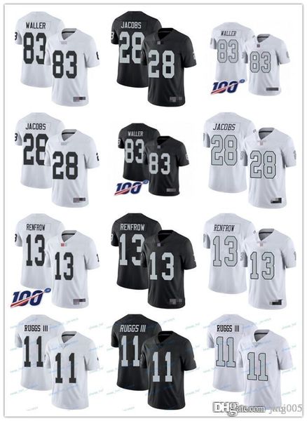 

mens womens youth las vegas raiders 83 ted hendricks 13 hunter renfrow 4 derek carr 28 josh jacobs 11 henry ruggs iii jerseys, Black;red