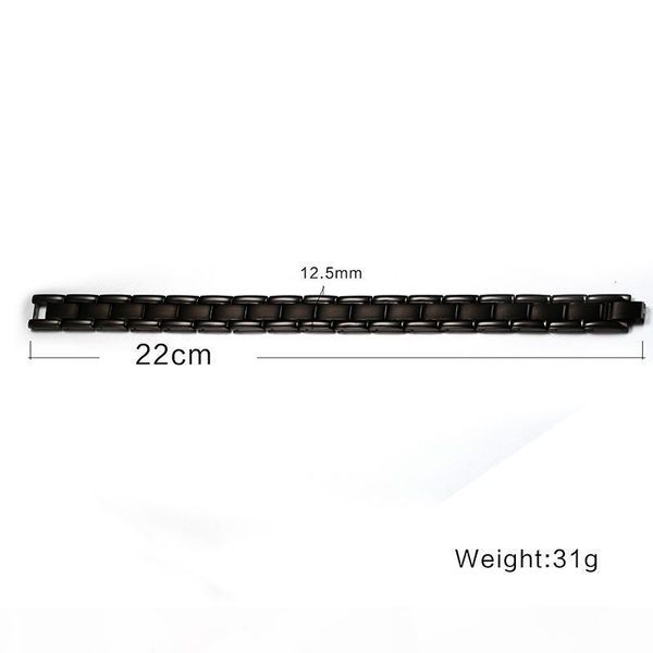 

a real titanium steel jewelry healing magnetic health care bangle fashion white bio magnets bracelet men black cuff wristbands 22cm *1