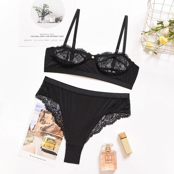 

2020 black fun split suit lace bra underwear red underwear lace panel perspective nightdress with eye mask set, Black;red
