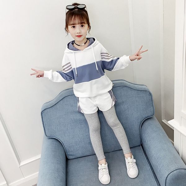 

sllsk school underpants clothing uniform children's wear girl's sports suit autumn 2020 new children's color matching hooded
