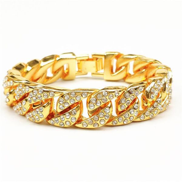 

luxury design bracelet 15mm full diamond cuban chain hiphop bracelet fashion jewelry new product bracelet, Black
