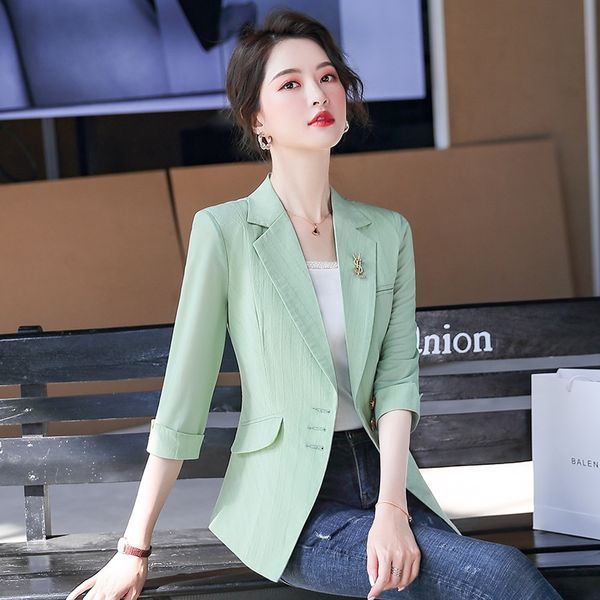 

сезон 2020 новый зеленый небольшая куртка для женщин корейской пригонки короткой обрезанных рукавов случайного шифона куртка костюм костюм л, White;black