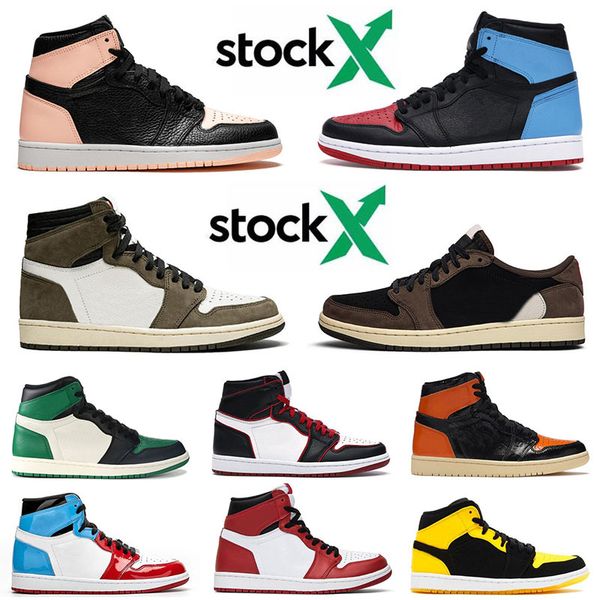 

og new 1 jumpman 1s 2020 mens basketball shoes high low travis scotts bloodline unc to chicago gym red designer sneakers size 12