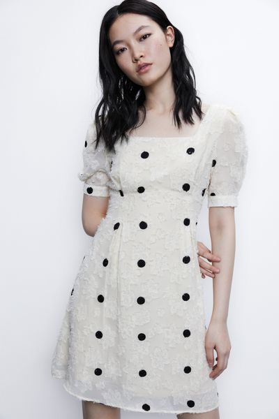 

2020 summer new women's dress polka dot square collar waist-closed dress for women yu11s7en2004 yu17s7ef2001, Black;gray
