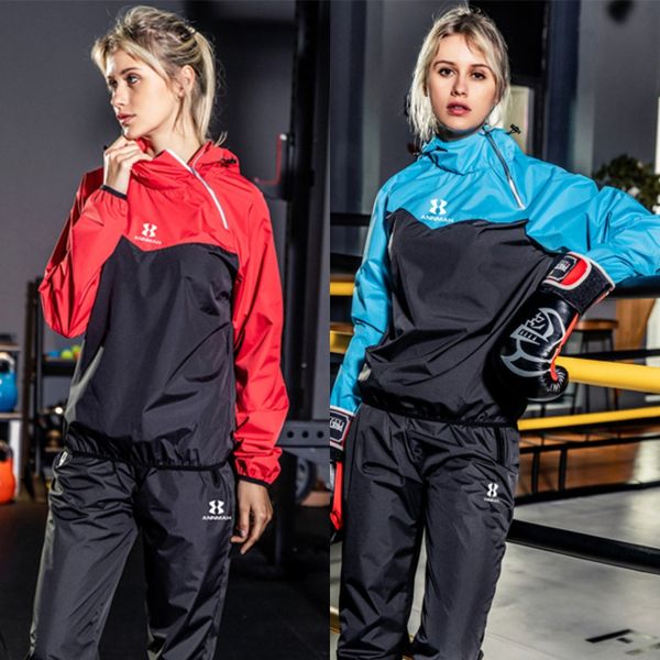 

qjecr waterfall sportswear sportswear clothing body-lowering slimming clothing fat burning running suit women's fitness sweat sweat lar, Black;red