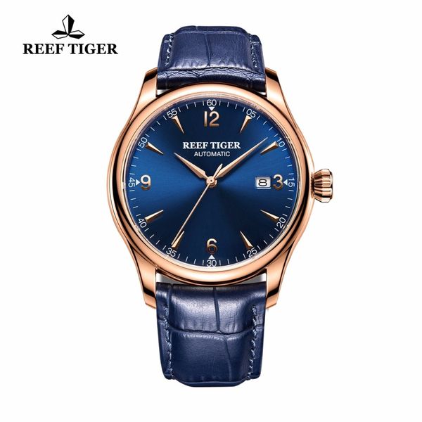 

reef tiger/rt classic dress mens watch with date rose gold automatic all blue wrist watch rga823g, Silver