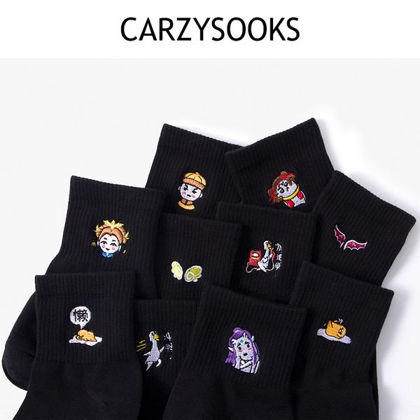 

embroidery ab cute cartoon and exquisite women's all-match black and white socks summer combed cotton medium socks for children, Pink;yellow
