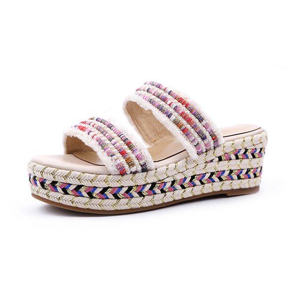 

2019 size 34-39 slip on platform casual summer sandals woman pumps mules shoes women wedge heels lady shoes cs04, Black