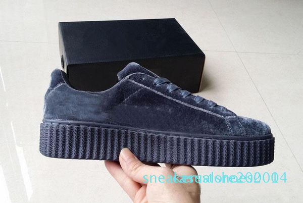 

женская rihanna riri fenty платформа creeper velvet пакет burgundy черный серый цвет марка дамы классические повседневная обувь 36-39 c14, Black
