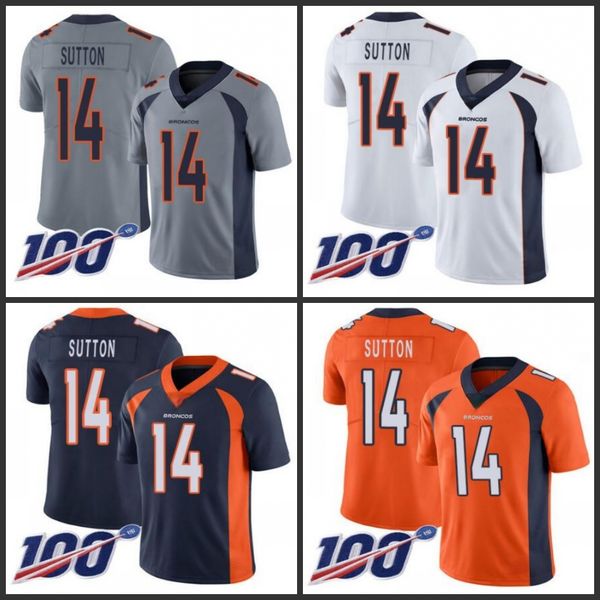 

denver broncos men #14 courtland sutton orange men's women youth stitched nfl limited rush 100th season jersey, Black;red