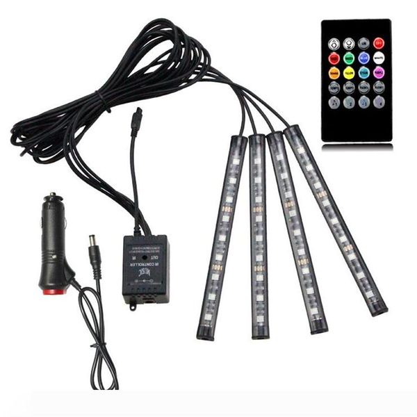 

50 sets 12v 4 in 1 9led smd5050 rgb led strip light music voice control car interior floor diy decoration atmosphere neon light