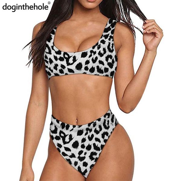 

leopard print bikini women sport fitness swimsuit summer swimming wear 2020 fashion black and white bathing suit monokini, White;black