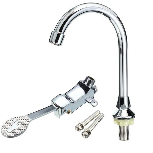 

single handle foot pedal valve faucet kitchen bathroom copper basin sink tap