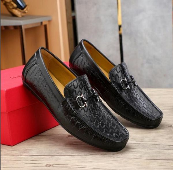 

new mens moccasin-gommino dress breathe formal cow leather flats office for male shoes size 38-45, Black