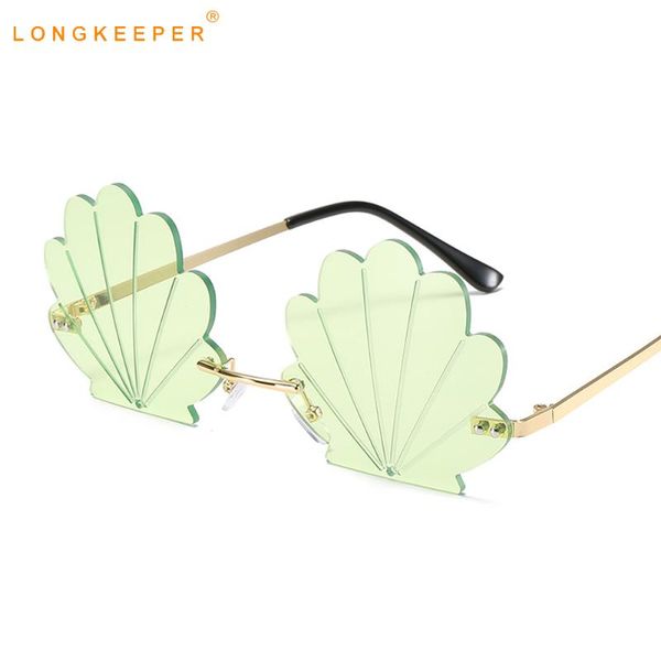

fashion rimless sunglasses brand designer unique shell sun glasses vintage ocean lens eyeware for ladies shades, White;black