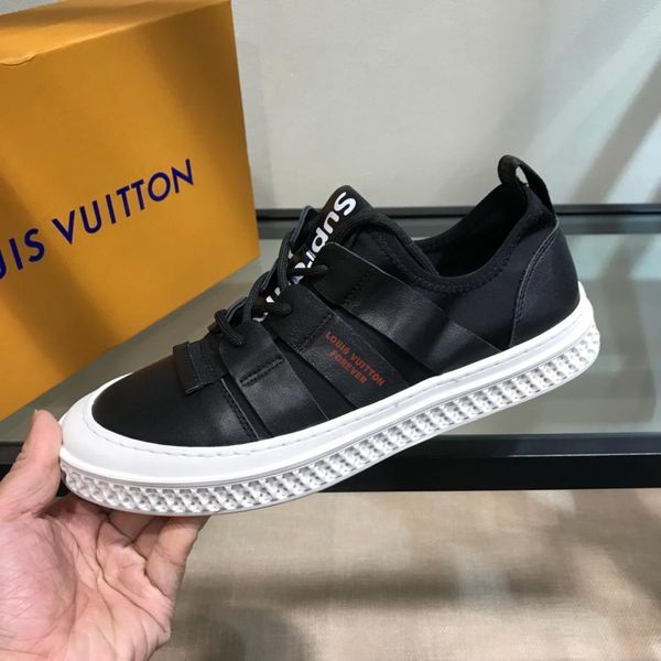 

2019q spring new men's lace-up sneakers, comfortable fashion shoes, wild small white shoes original box delivery 38-4411, Black