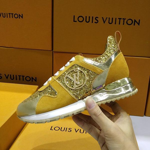 

blingbling women shoes fashion run away sneaker lace -up breathable lady casual shoes with box chaussures de femme luxury womens sports shoe, Black