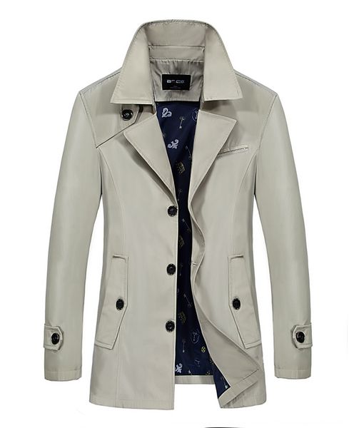 

men's plus size windbreaker autumn business casual youth solid color windbreaker jacket jacket british long sleeve trendy, Tan;black