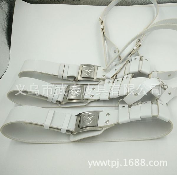 

ktknb white leather outer security armed crossbody children's pgraphy performance drum band flag-raising white leather outer belt guard, Black