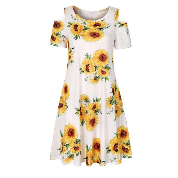 

casual dresses women's pullover strapless short sleeve big swing dress, Black;gray