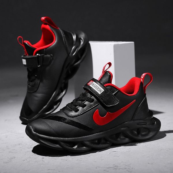 

2020 new student girls children's shoes ' primary school students' leather breathable boys' autumn children's shoes, Black