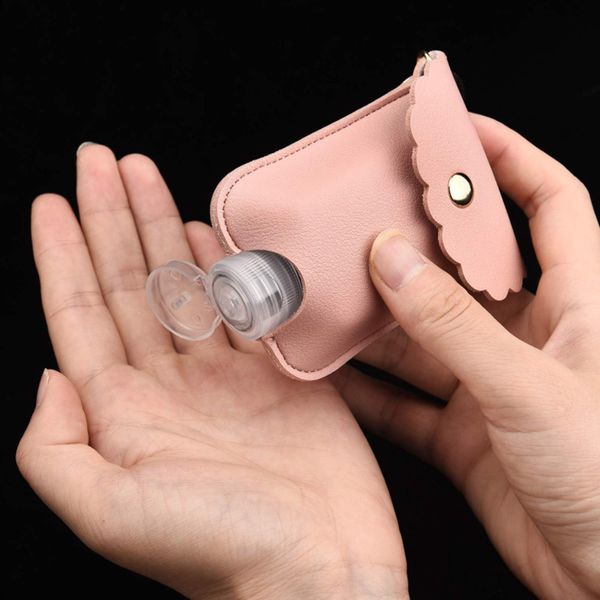 

portable hand sanitizer bottle leather case student school bag disinfection water key chain pendant leather case travel hand sanitizer bag