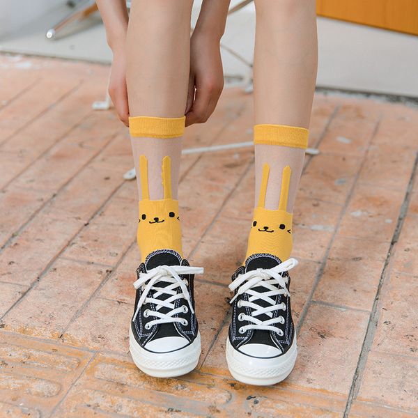 

socks & hosiery glass crystal silk thin candy color cute transparent summer sock korean fashion women, Black;white