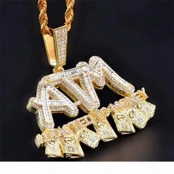 

iced out увлекавшихся денег подвесок золото посеребренной micro асфальтовый кубический циркон mens hip hop ювелирных подарки, Silver