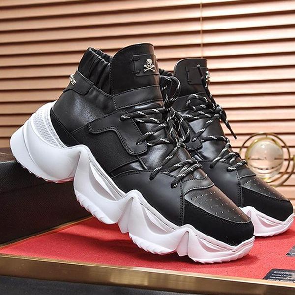 

new high men shoes casual fashion sneakers footwears platform zapatos de hombre hi -sneakers monster 0 .2 luxury scarpe da uomo drop, Black