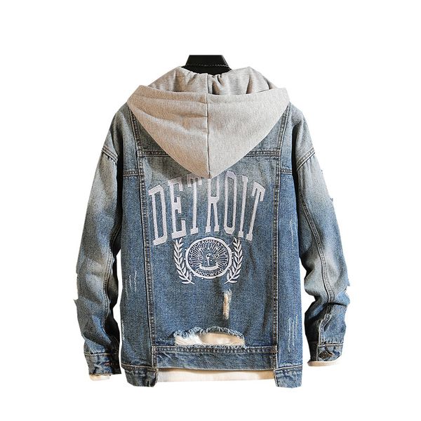 

2020 men basic coat hooded denim jacket mens winter hip hop jacket for jeans women denim coat loose fit casual style, Black;brown