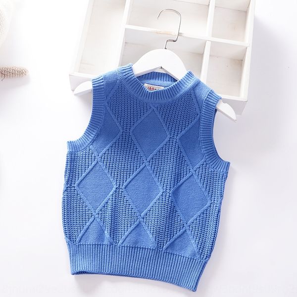 

children's boys' autumn clothes in 2020 baby's korean vest children's foreign vest diamond sweater style diamond blue sw
