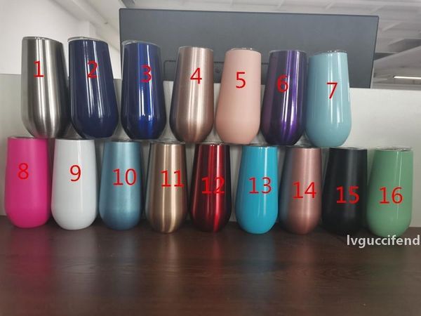 

6oz champagne flutes wine tumbler champagne glasses wine glasses double-insulated stemless unbreakable cocktail cups reusable with lids