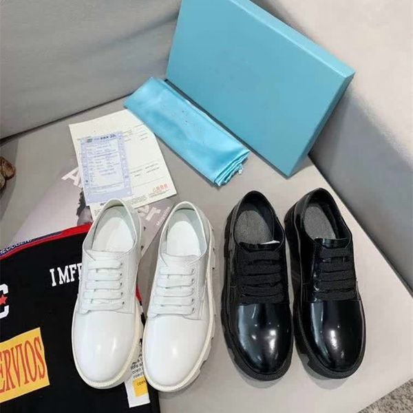 

lace up women shoes patent genuine leather thick sole female shoe flat comfortable breathable autumn, Black