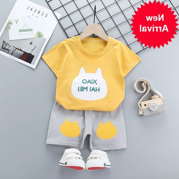 

summer children's new sets cotton baby short sleeve clothing set baby boys and girls body suit cartoon kids clothing set, White
