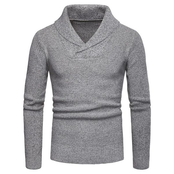 

men turn-down collar wool pullover autumn winter warm thick solid slim fit long sleeve clothes casual cotton knitted sweater, White;black